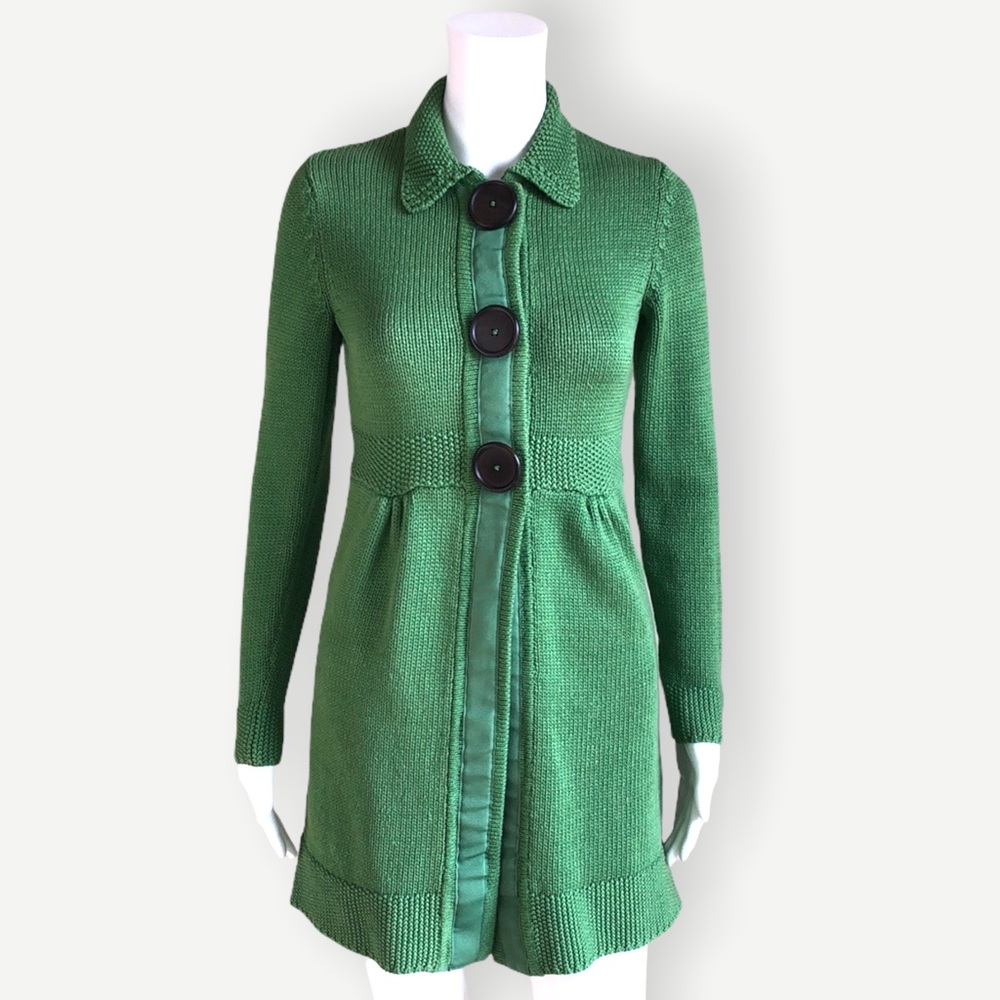 BODEN Thick Knit Snap Button Cardigan in Green
